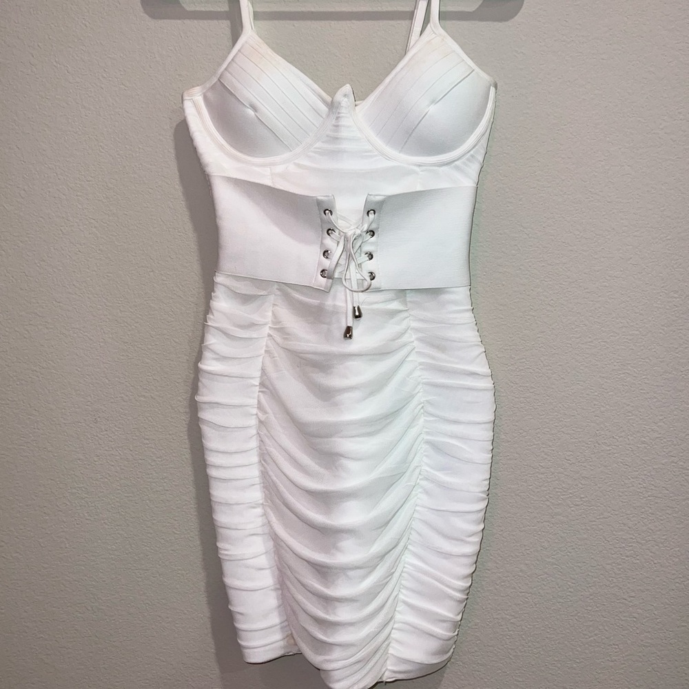 White corset style bandage dress size x small